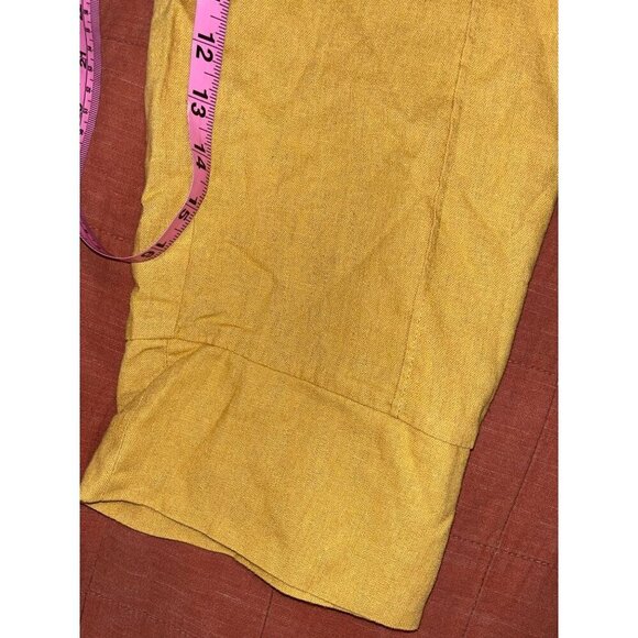 Joie Yellow Pleated Linen Elastic Waist Wide-Leg Cropped Pants Women's Size 28 - Picture 5 of 8
